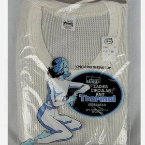 NEW Vintage White Montgomery Ward Ladies Thermal Top Womens Size L Underwear